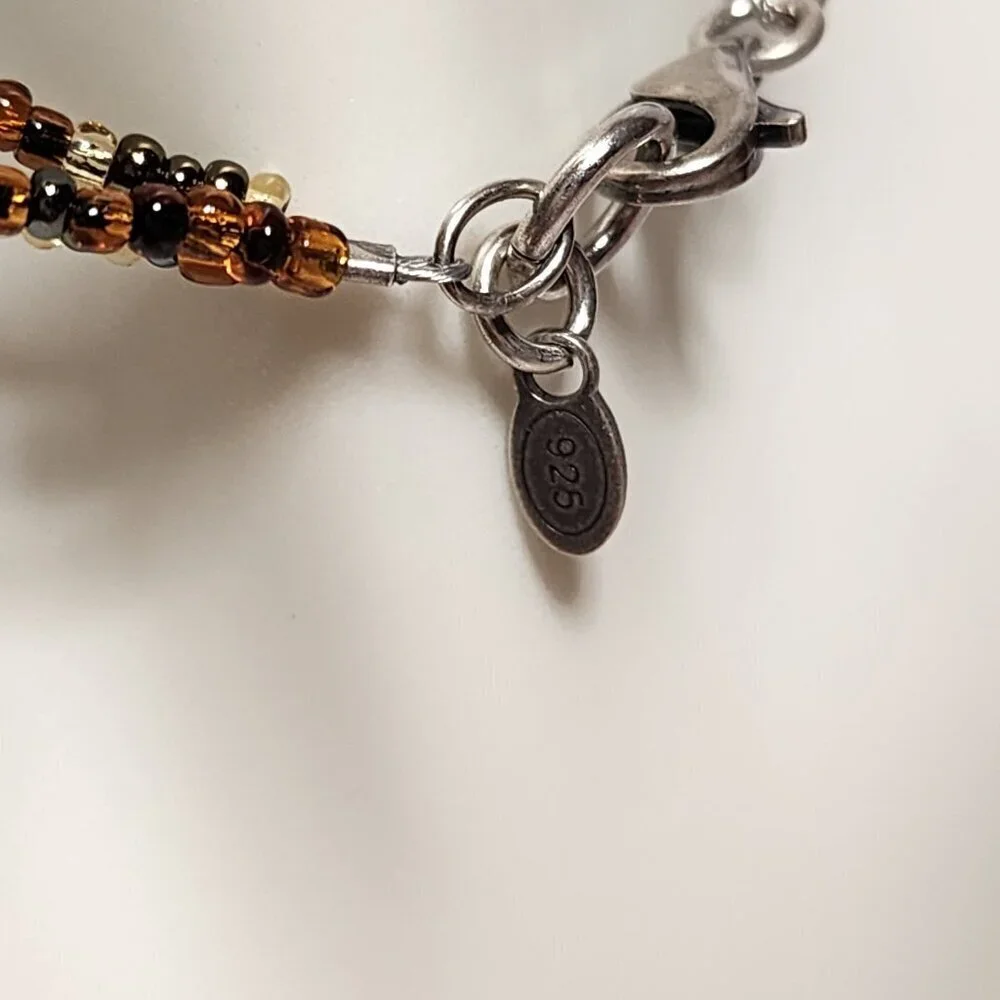Multi-Stand Brown Bead and Pearl Necklace